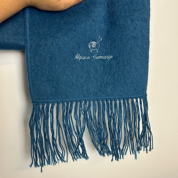 Alpaca Camargo 100% Alpaca 78”X9” Fringe Blue Scarf Soft Made in Peru Old Money - Picture 1 of 12